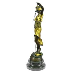 Gold Accent Blind Justice Bronze sculpture on marble base