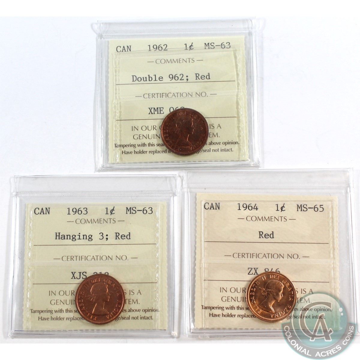 1963 Canada Penny Graded ICCS MS65