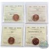 Image 1 : Lot of 4x Canada 1-cent ICCS Certified MS-66 Dated 2003 Old Effigy, 2003P Old Effigy, 2004P & 2004P 