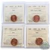 Image 1 : Lot of 4x Canada 1-cent ICCS Certified MS-66 Dated 2005P, 2006 Logo Non-Magnetic, 2007 Magnetic & 20