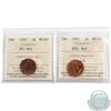 Image 1 : Lot of 2x 1953 Canada 1-cent ICCS Certified; SF MS-63 & NSF MS-65. 2pcs