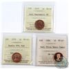 Image 1 : Lot of 3x Canada 1-cent ICCS Certified Coins Dated 1979 MS-67 Numismatic Brilliant Uncirculated (MS-