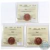 Image 1 : 1998, 1999 & 2001 Canada 1-cent ICCS Certified MS-66 Red. 3pcs