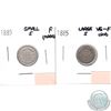 Image 1 : 1885 Canada 5-cents Large 5 VG-F (Scratched) & 1885 5-cents Small 5 Fine (Marks). 2pcs