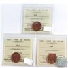 Image 1 : 1997, 1998, 1999 Canada 1-cent ICCS Certified MS-66 Red. 3pcs