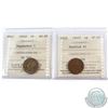Image 1 : 1-cent Newfoundland 1941C Repunched 1 ICCS Certified AU-55 & 1-cent Newfoundland 1941C Doubled 41 IC