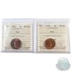 Image 1 : 1-cent Canada 1942 ICCS Certified MS-63 Red & 1-cent 1945 ICCS MS-64 Red. 2pcs