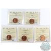 Image 1 : Lot of 1957-1966 Canada 1-cent ICCS Certified MS-65 Red. You will receive the following dates: 1957,