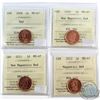 Image 1 : 2008, 2009 Non Mag, 2011 Non Mag, 2012 Mag. Canada 1-cent ICCS Certified MS-67 Red. 4pcs.