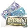 Image 1 : Group Lot of 3x Canadian Banknotes. Included is a 1954 $20, a 2013 $10 with a Slightly Misplaced Fin