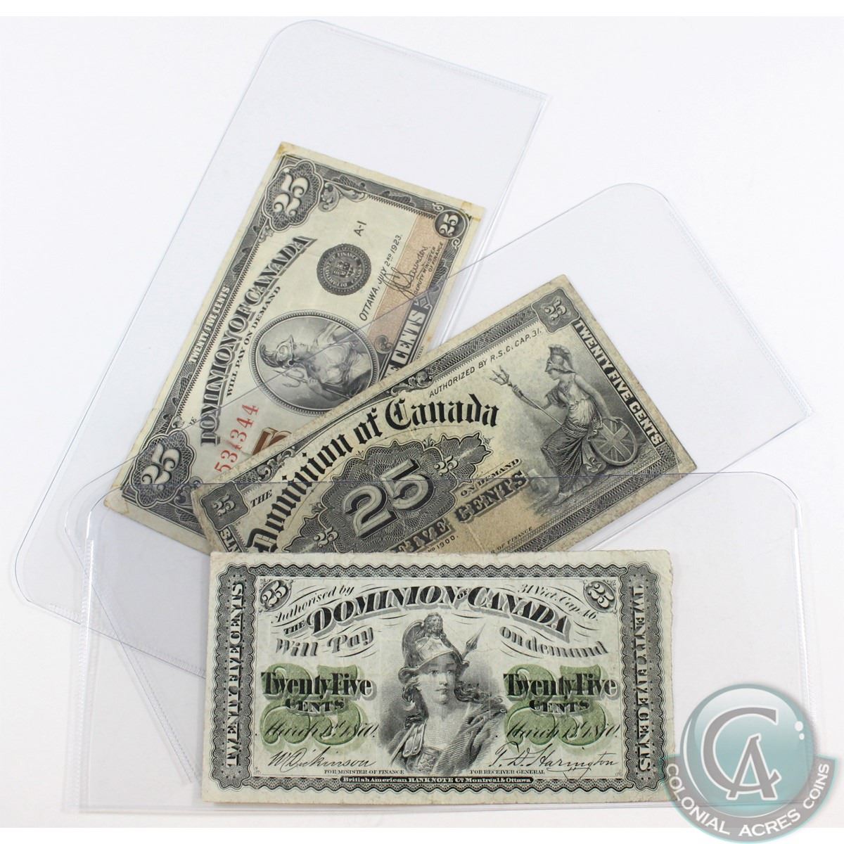 Shinplaster Coin Three different series of 25c Shinplaster dating from 1870 to 1923 ...