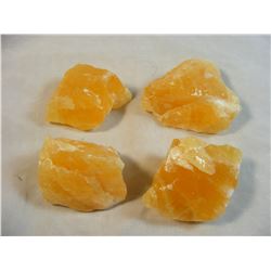 Lot of 4 Pieces of Rough Orange Calcite from Mexico