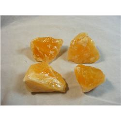 Lot of 4 Pieces of Rough Orange Calcite from Mexico