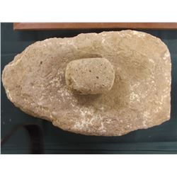 Large South West Metate Bowl and Grinder