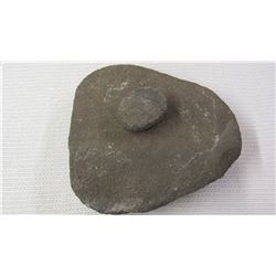 Nice Large Stone Metate Bowl with Grinder