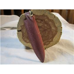 Sioux Made Pipestone Feather Shaped Pendant or Keychain