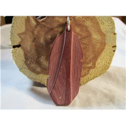 Sioux Made Pipestone Feather Shaped Pendant or Keychain