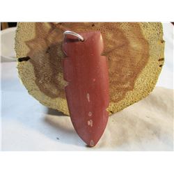 Sioux Made Pipestone Feather Shaped Pendant or Keychain