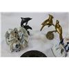 Image 2 : PAIR OF VICTORIAN FIGURES BRASS BIRDS DOLPHINS AND BELGIUM PLATE