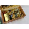 Image 2 : VINTAGE STAFFORD ASHTRAY AND WOOD BOX WITH CONTENTS