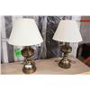 Image 1 : PAIR OF WOOD AND BRASS LAMPS