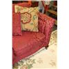 Image 2 : RED UPOLSTERED DESIGNER SOFA WITH THROW PILLOWS