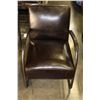 Image 2 : CHROME AND BROWN LEATHER ARMCHAIR