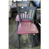 Image 2 : PAIR OF METAL WITH RED LEATHER SEAT BAR STOOLS