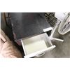 Image 2 : ROLLING WHITE AND ESPRESSO FINISH 3 DRAWER ROLLING ENDTABLE