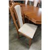 Image 2 : OAK DINING TABLE WITH LEAF AND SIX TALL BACK DINING CHAIRS