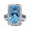 Image 1 : 14KT White Gold 6.00ct Blue Topaz and Diamond Ring