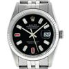 Image 1 : Mens Rolex 36mm Stainless Steel Black Diamond & Ruby Datejust Wristwatch