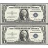 Image 1 : Lot of (2) 1935E Consecutive $1 Silver Certificate Notes Uncirculated