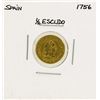 1756 Ferdinand VI Spanish 1/2 Escudos Gold Coin