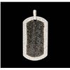 Image 1 : 14KW Pave Set Black and White Round Diamond Dog tag Necklace