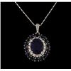 Image 1 : 14KT White Gold 15.88ctw Sapphire and Diamond Pendant With Chain