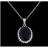 Image 1 : 14KT White Gold 13.43ctw Sapphire and Diamond Pendant With Chain