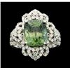 18KT White Gold 6.32ct Green Sapphire and Diamond Ring