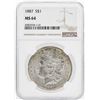 Image 1 : 1887 $1 Morgan Silver Dollar Coin NGC MS64