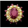 Image 1 : 14KT Yellow Gold 8.45ctw Ruby and Diamond Ring