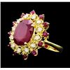 Image 2 : 14KT Yellow Gold 8.45ctw Ruby and Diamond Ring