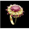 Image 4 : 14KT Yellow Gold 8.45ctw Ruby and Diamond Ring