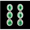 Image 1 : Platinum 1.75ctw Emerald and Diamond Earrings