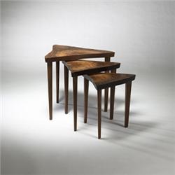 George Nakashima nesting tables, set of thre