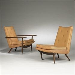George Nakashima lounge chairs, pair, model