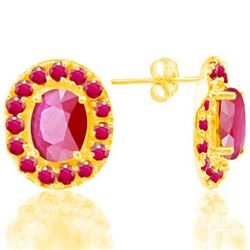 Genuine Ruby 7.02 carats Soild Gold Earrings