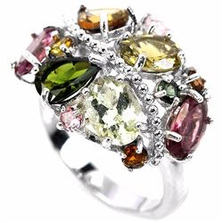 Natural Multi Color Tourmaline Ring