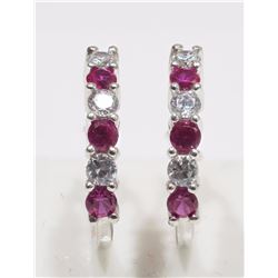 Sterling Silver Simulated Alexandrite & Cubic Zirconia Hoop Earrings Retail $90