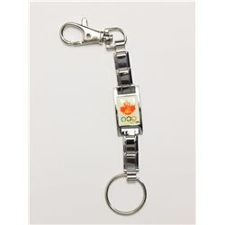 High Fashion Canadian Olympics Stretching Silver Keychain Retail $60