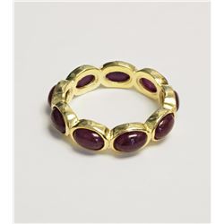 Sterling Silver Gold Plated 9 Ruby (approx 4.07g) Ring Retail $90
